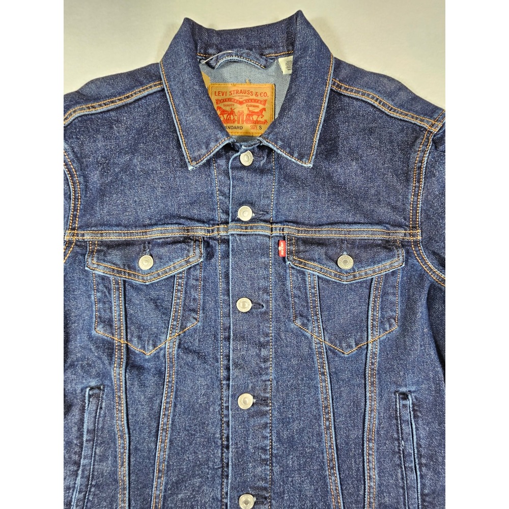 Levis Mens Standard Trucker Jacket Dark Wash‎ Denim Blue 723342761 Size S New